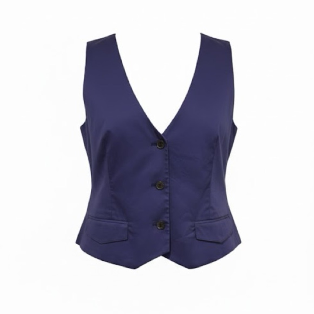 J.CREW Style Cropped Button Cotton Blend Vest Waistcoat size 14